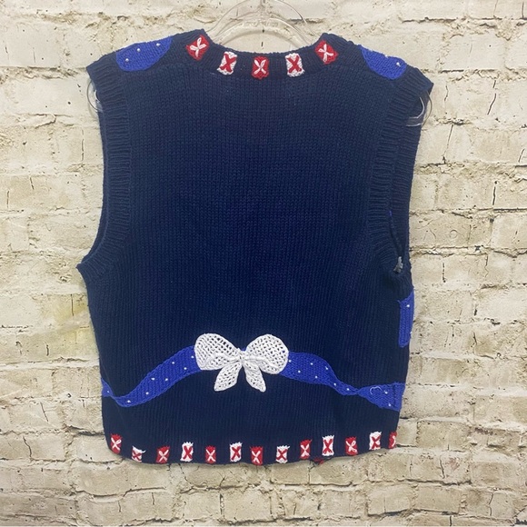 Vintage Belle Pointe Blue Red American Angels V Neck Cardigan - Picture 4 of 5